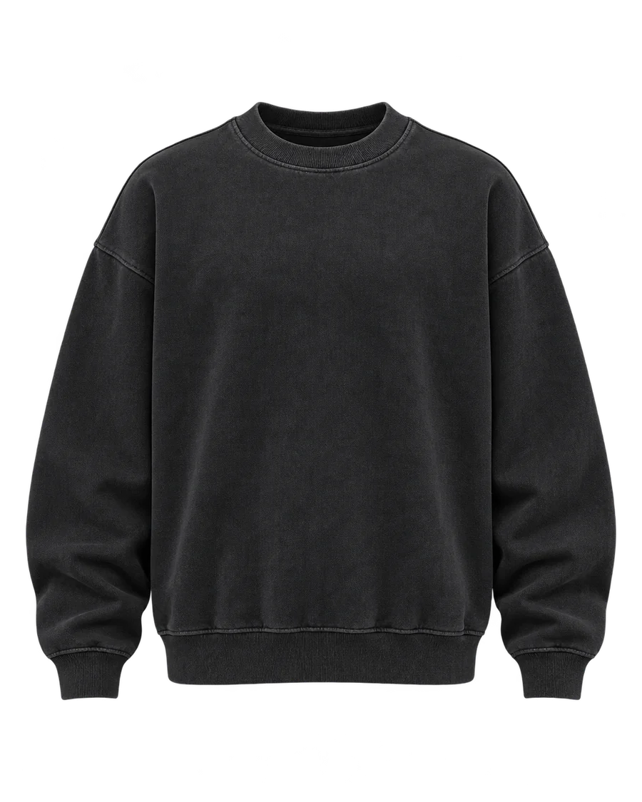 Crewneck, washed black, doodle print