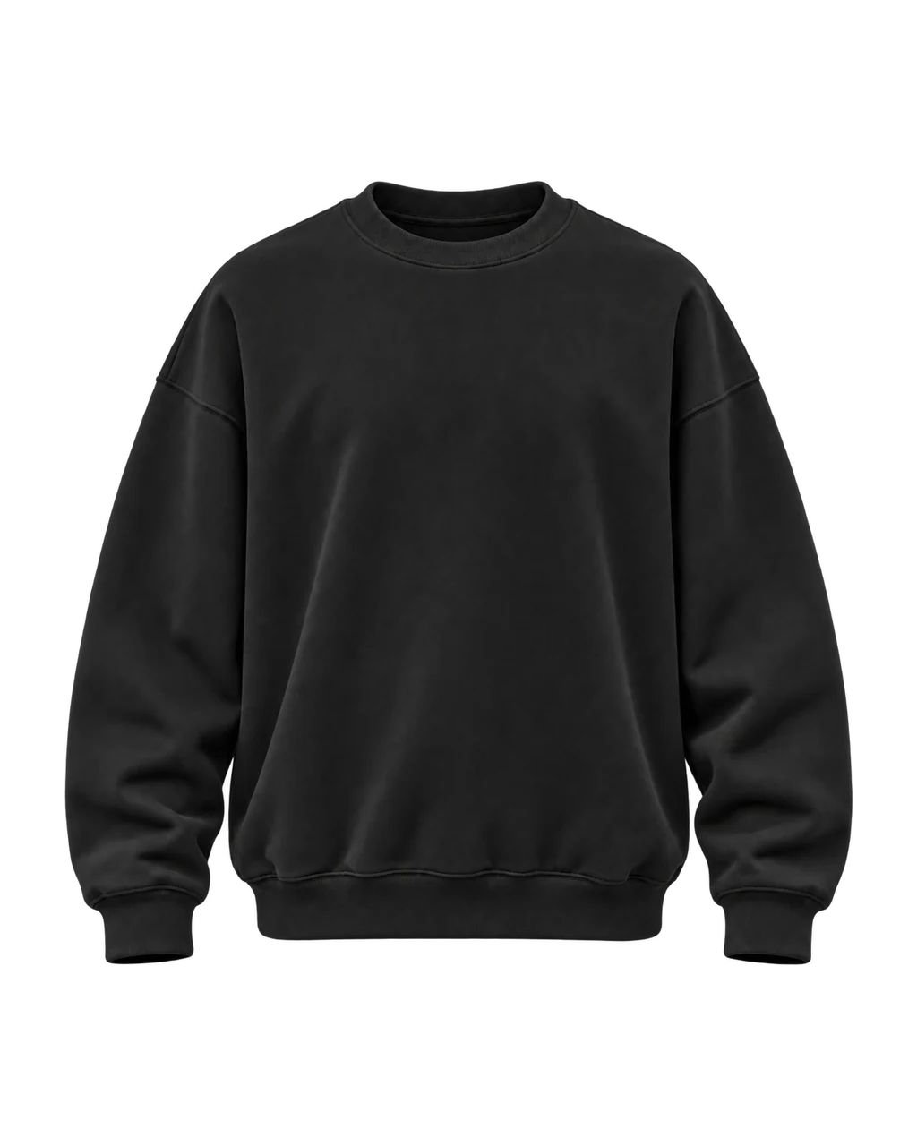 Oversized Crewneck, black, front view, Slyff Skull Flame print