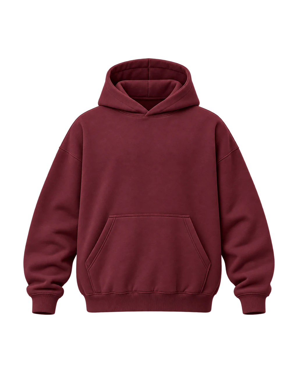 Oversized Hoodie, maroon, front view, doodle print